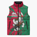Personalized South Sydney Rabbitohs Sleeveless Puffer Jacket Dynamic Lightning Mascot Rugby Australia