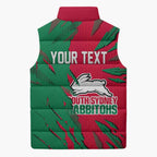 Personalized South Sydney Rabbitohs Sleeveless Puffer Jacket Dynamic Lightning Mascot Rugby Australia