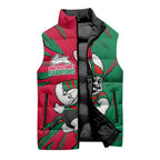 Personalized South Sydney Rabbitohs Sleeveless Puffer Jacket Dynamic Lightning Mascot Rugby Australia