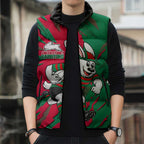 Personalized South Sydney Rabbitohs Sleeveless Puffer Jacket Dynamic Lightning Mascot Rugby Australia