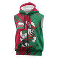 Personalized South Sydney Rabbitohs Sleeveless Zip Hoodie Dynamic Lightning Mascot Rugby Australia
