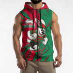 Personalized South Sydney Rabbitohs Sleeveless Zip Hoodie Dynamic Lightning Mascot Rugby Australia