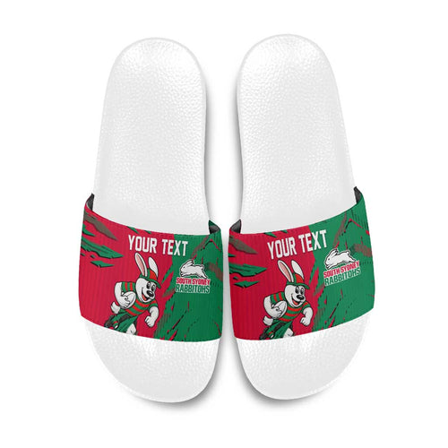 Personalized South Sydney Rabbitohs Slide Sandals Dynamic Lightning Mascot Rugby Australia