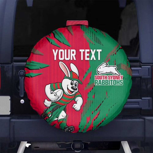 Personalized South Sydney Rabbitohs Spare Tire Cover Dynamic Lightning Mascot Rugby Australia