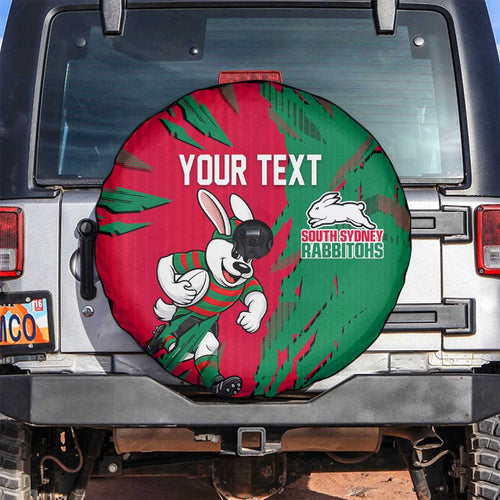 Personalized South Sydney Rabbitohs Spare Tire Cover Dynamic Lightning Mascot Rugby Australia
