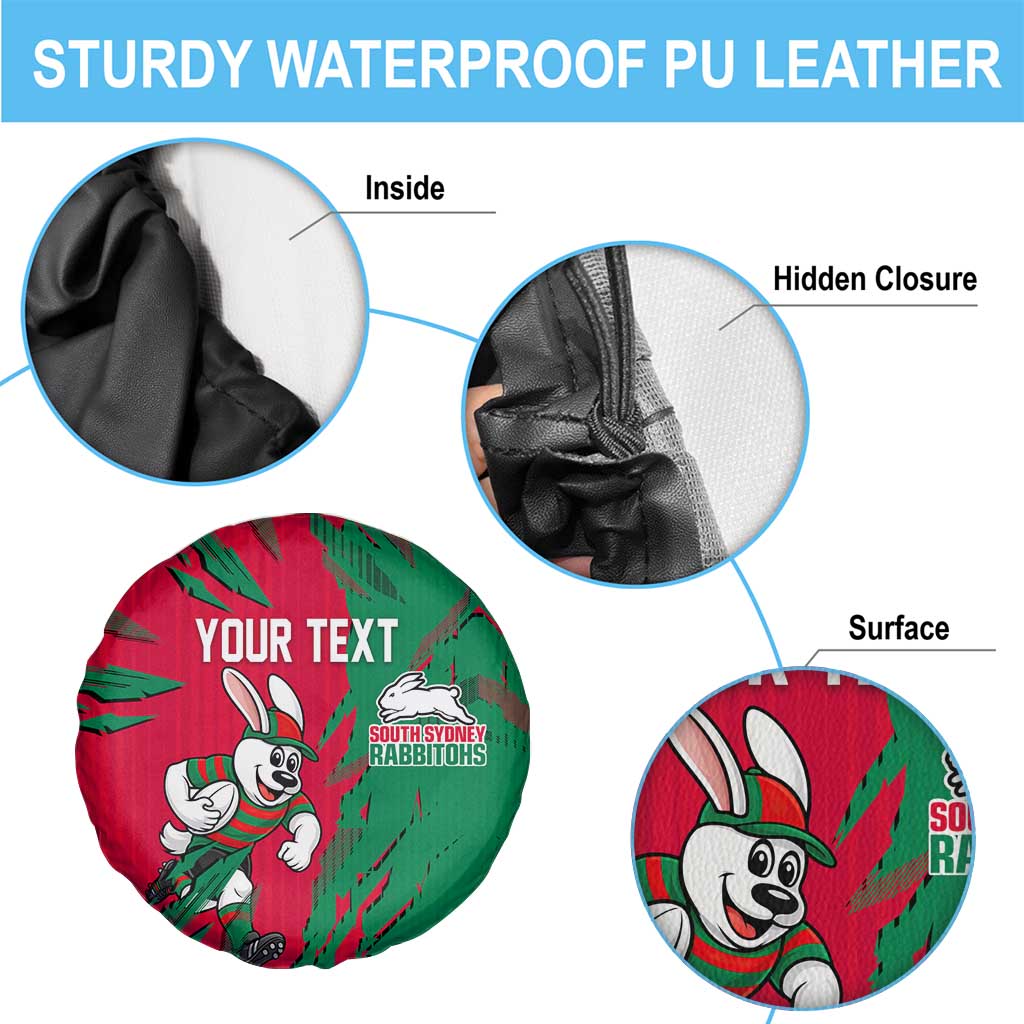 Personalized South Sydney Rabbitohs Spare Tire Cover Dynamic Lightning Mascot Rugby Australia