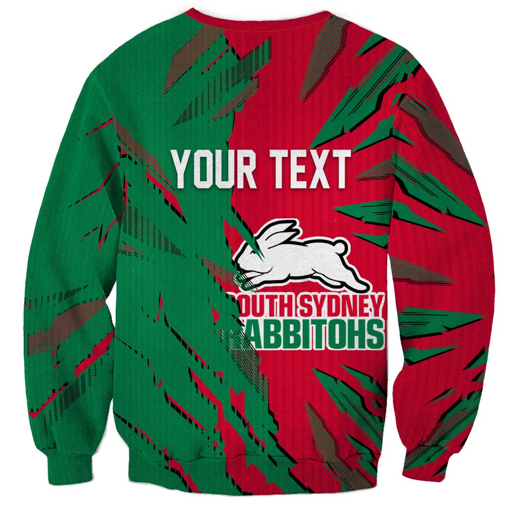 Personalized South Sydney Rabbitohs Sweatshirt Dynamic Lightning Mascot Rugby Australia