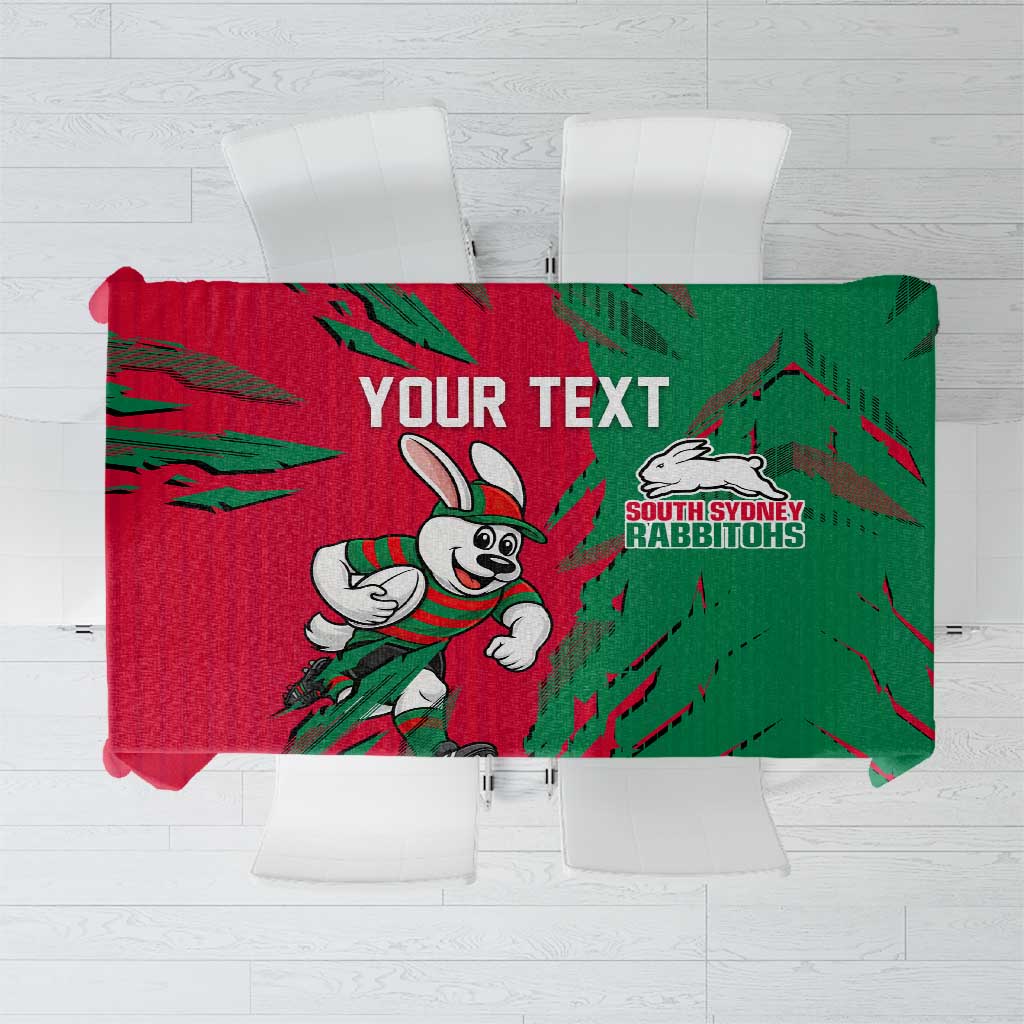 Personalized South Sydney Rabbitohs Tablecloth Dynamic Lightning Mascot Rugby Australia