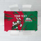 Personalized South Sydney Rabbitohs Tablecloth Dynamic Lightning Mascot Rugby Australia