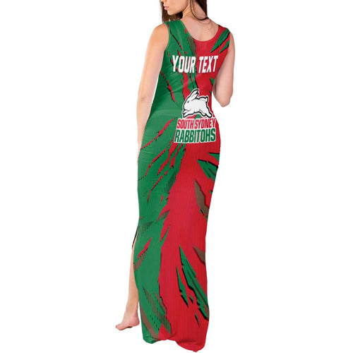 Personalized South Sydney Rabbitohs Tank Maxi Dress Dynamic Lightning Mascot Rugby Australia