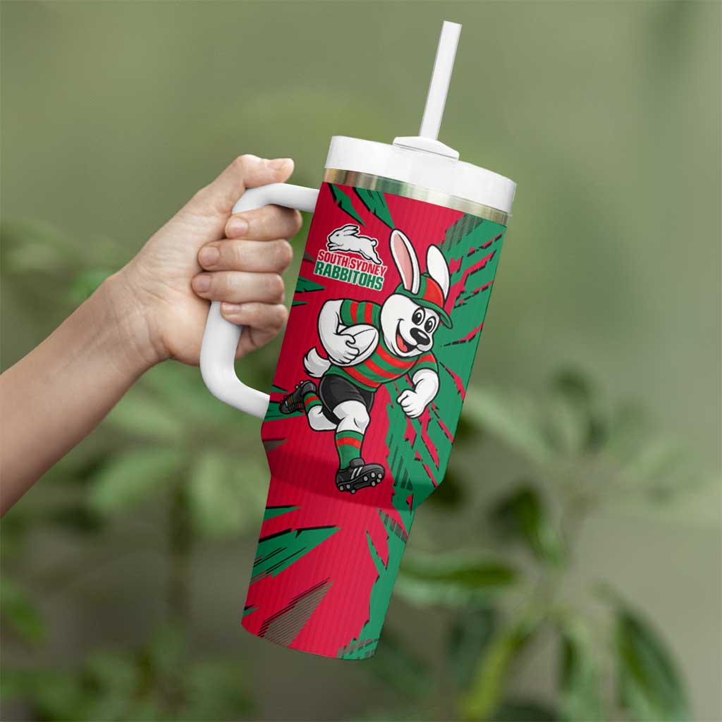 Personalized South Sydney Rabbitohs Tumbler With Handle Dynamic Lightning Mascot Rugby Australia