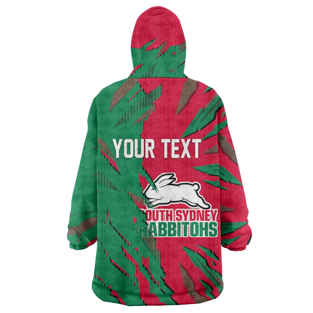 Personalized South Sydney Rabbitohs Wearable Blanket Hoodie Dynamic Lightning Mascot Rugby Australia