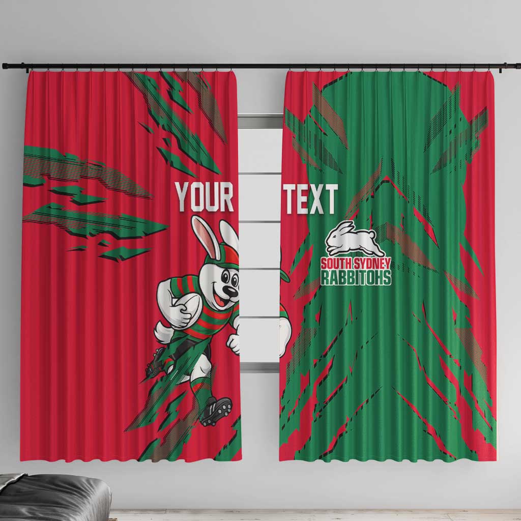Personalized South Sydney Rabbitohs Window Curtain Dynamic Lightning Mascot Rugby Australia