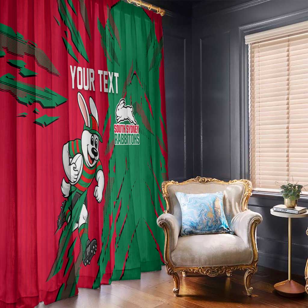Personalized South Sydney Rabbitohs Window Curtain Dynamic Lightning Mascot Rugby Australia
