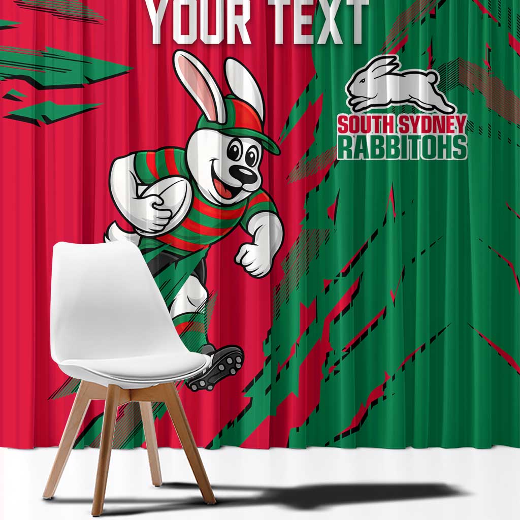 Personalized South Sydney Rabbitohs Window Curtain Dynamic Lightning Mascot Rugby Australia