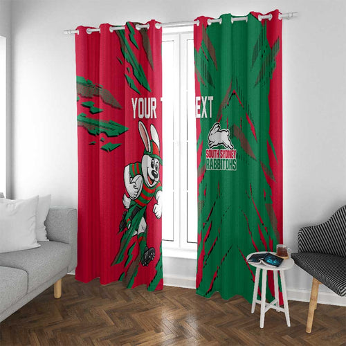 Personalized South Sydney Rabbitohs Window Curtain Dynamic Lightning Mascot Rugby Australia