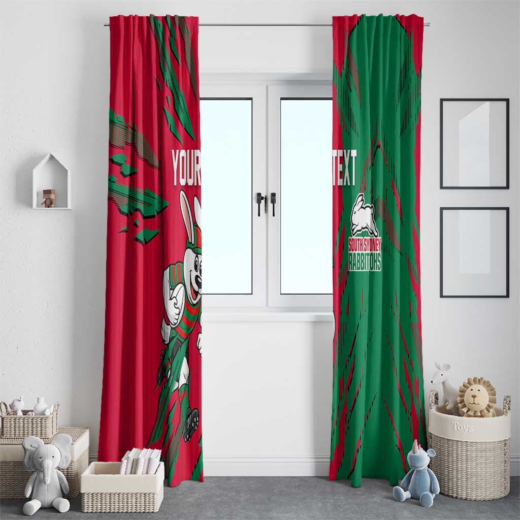 Personalized South Sydney Rabbitohs Window Curtain Dynamic Lightning Mascot Rugby Australia