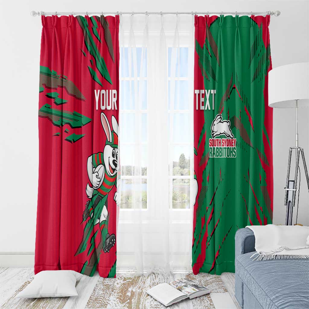 Personalized South Sydney Rabbitohs Window Curtain Dynamic Lightning Mascot Rugby Australia