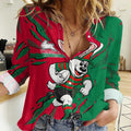 Personalized South Sydney Rabbitohs Women Casual Shirt Dynamic Lightning Mascot Rugby Australia