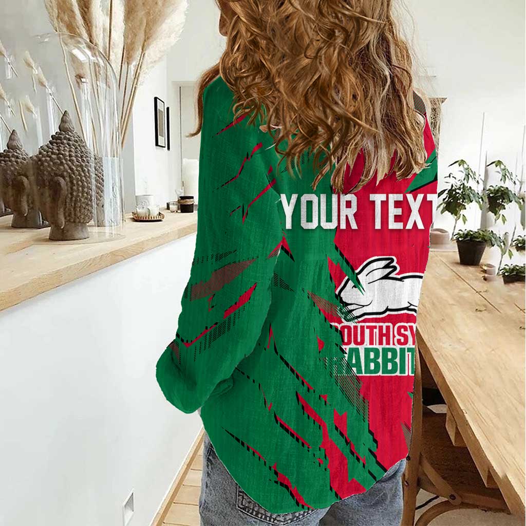 Personalized South Sydney Rabbitohs Women Casual Shirt Dynamic Lightning Mascot Rugby Australia