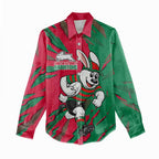 Personalized South Sydney Rabbitohs Women Casual Shirt Dynamic Lightning Mascot Rugby Australia