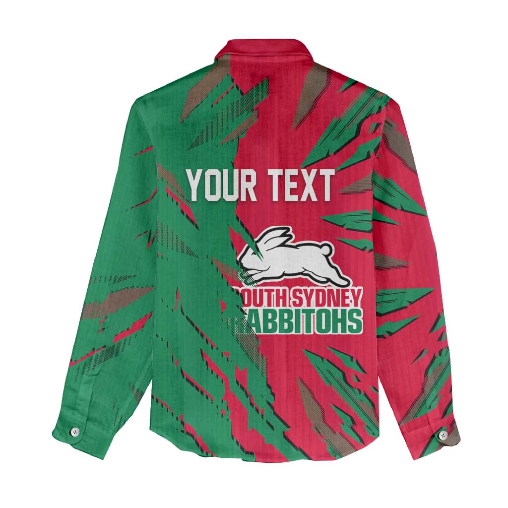 Personalized South Sydney Rabbitohs Women Casual Shirt Dynamic Lightning Mascot Rugby Australia