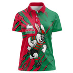 Personalized South Sydney Rabbitohs Women Polo Shirt Dynamic Lightning Mascot Rugby Australia