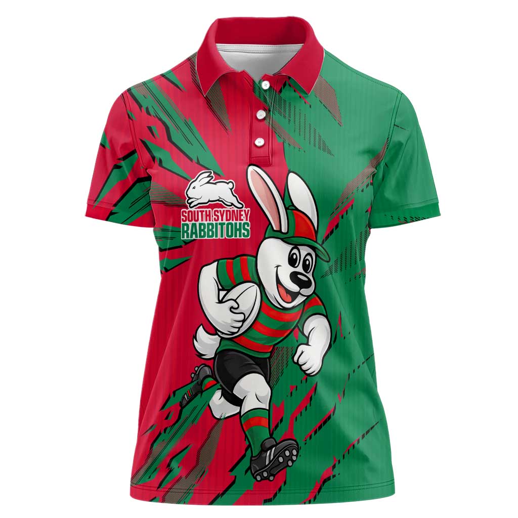 Personalized South Sydney Rabbitohs Women Polo Shirt Dynamic Lightning Mascot Rugby Australia