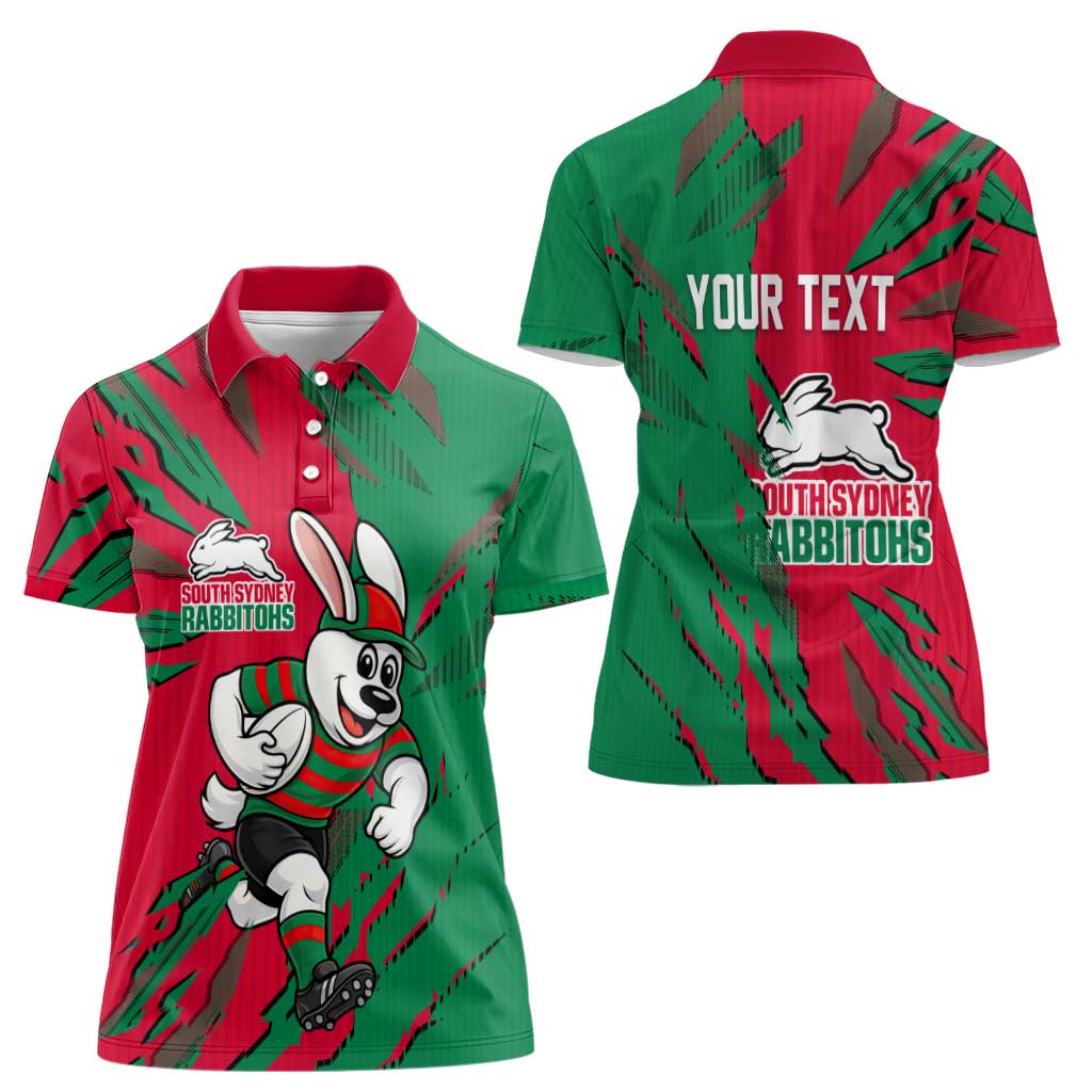 Personalized South Sydney Rabbitohs Women Polo Shirt Dynamic Lightning Mascot Rugby Australia