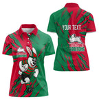 Personalized South Sydney Rabbitohs Women Polo Shirt Dynamic Lightning Mascot Rugby Australia
