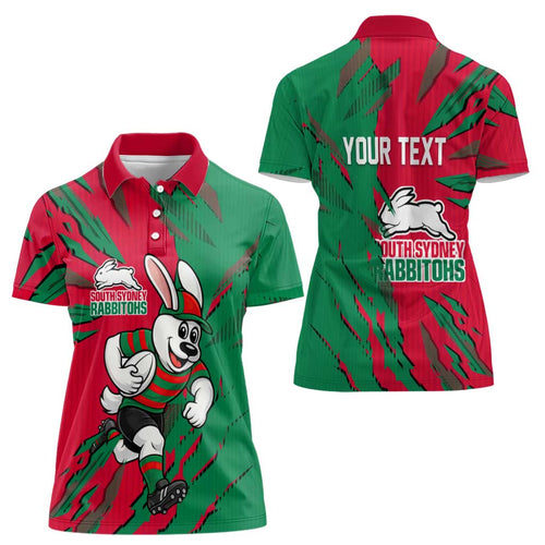 Personalized South Sydney Rabbitohs Women Polo Shirt Dynamic Lightning Mascot Rugby Australia