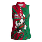 Personalized South Sydney Rabbitohs Women Sleeveless Polo Shirt Dynamic Lightning Mascot Rugby Australia