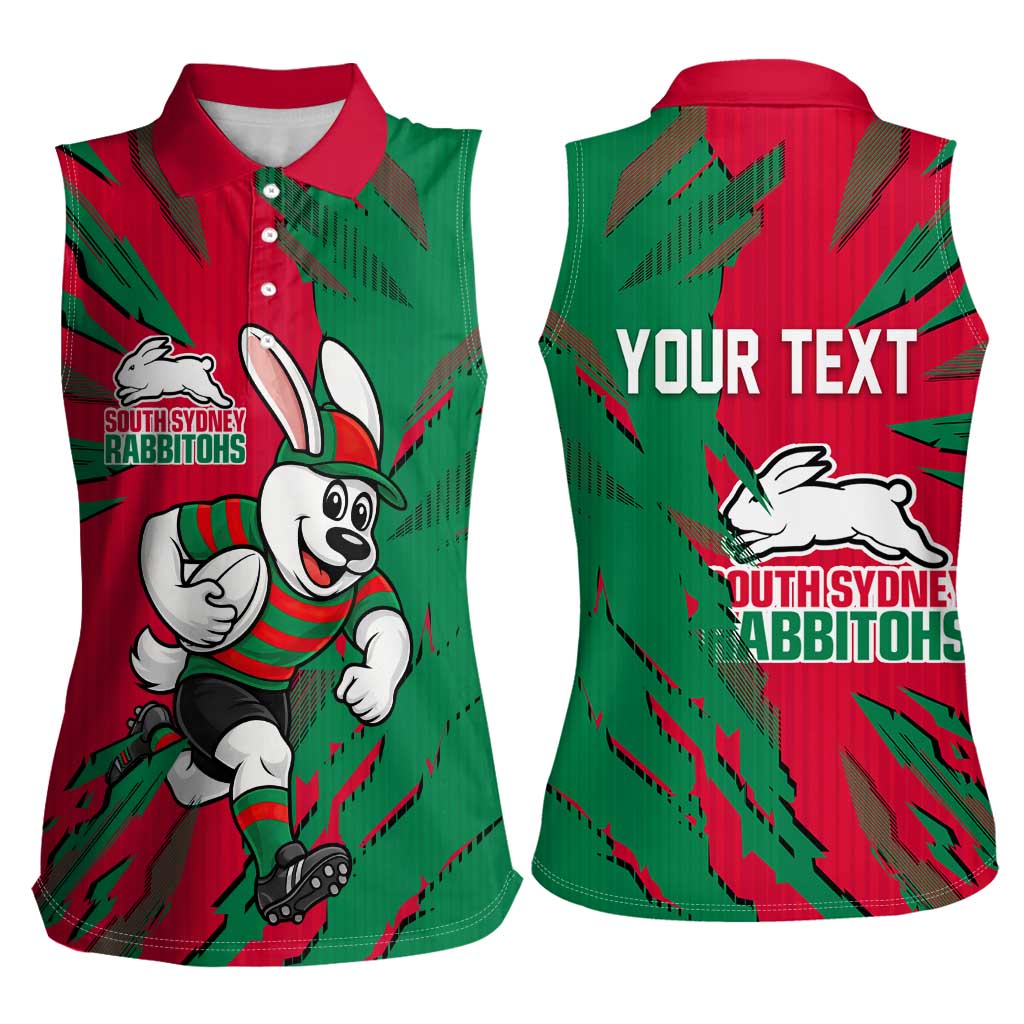 Personalized South Sydney Rabbitohs Women Sleeveless Polo Shirt Dynamic Lightning Mascot Rugby Australia