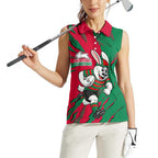 Personalized South Sydney Rabbitohs Women Sleeveless Polo Shirt Dynamic Lightning Mascot Rugby Australia