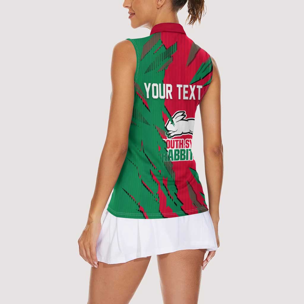 Personalized South Sydney Rabbitohs Women Sleeveless Polo Shirt Dynamic Lightning Mascot Rugby Australia