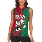 Personalized South Sydney Rabbitohs Women Sleeveless Polo Shirt Dynamic Lightning Mascot Rugby Australia