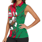 Personalized South Sydney Rabbitohs Women Sleeveless Polo Shirt Dynamic Lightning Mascot Rugby Australia