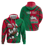 Personalized South Sydney Rabbitohs Zip Hoodie Dynamic Lightning Mascot Rugby Australia