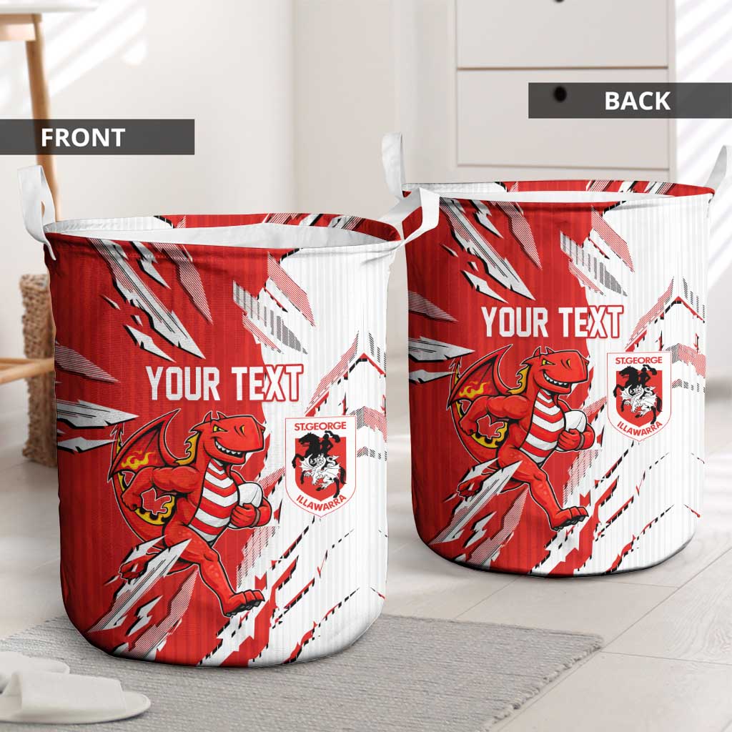 Personalized St. George Illawarra Dragons Laundry Basket Dynamic Lightning Mascot Rugby Australia