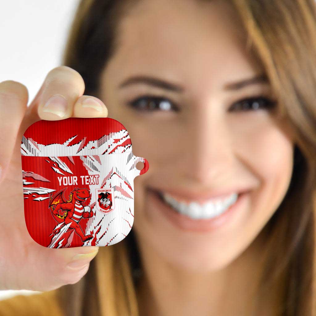 Personalized St. George Illawarra Dragons AirPods Case Dynamic Lightning Mascot Rugby Australia