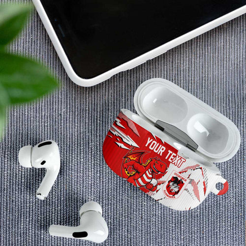 Personalized St. George Illawarra Dragons AirPods Case Dynamic Lightning Mascot Rugby Australia
