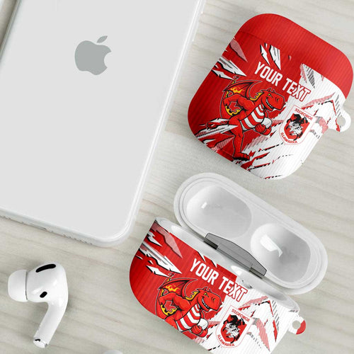 Personalized St. George Illawarra Dragons AirPods Case Dynamic Lightning Mascot Rugby Australia