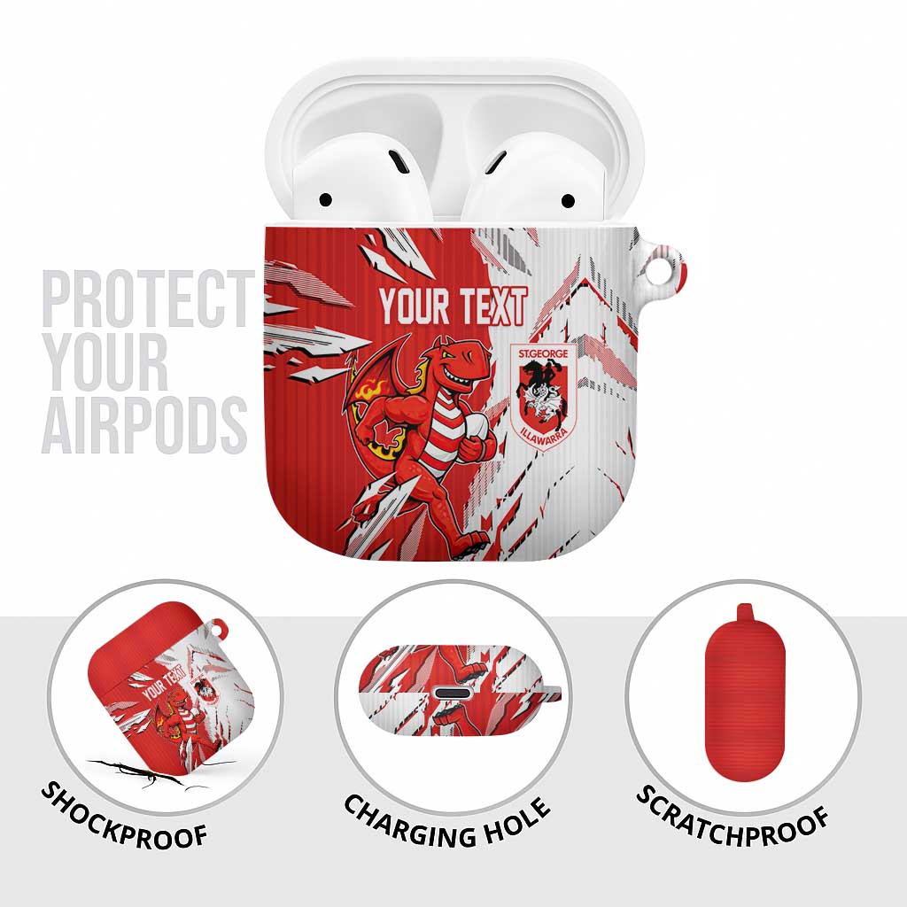 Personalized St. George Illawarra Dragons AirPods Case Dynamic Lightning Mascot Rugby Australia