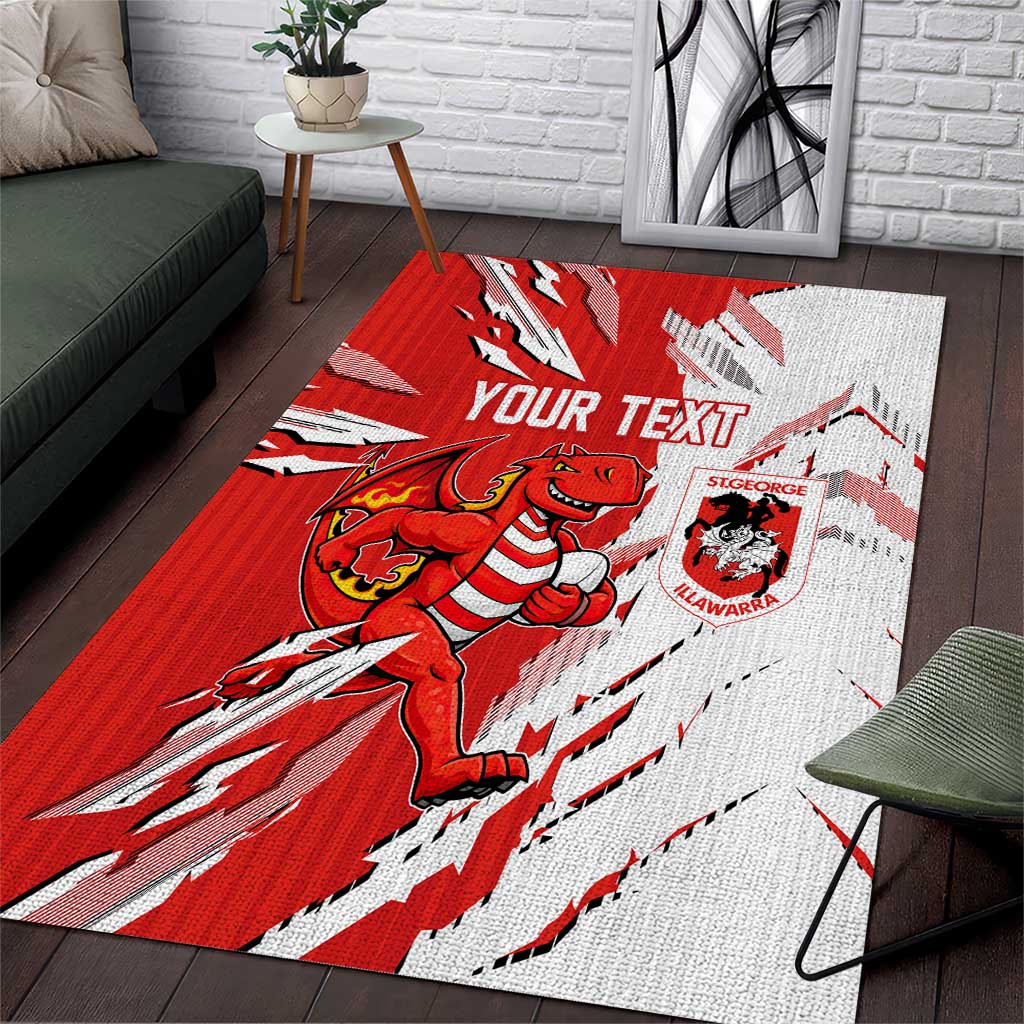 Personalized St. George Illawarra Dragons Area Rug Dynamic Lightning Mascot Rugby Australia