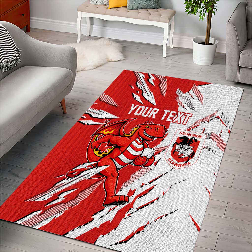 Personalized St. George Illawarra Dragons Area Rug Dynamic Lightning Mascot Rugby Australia