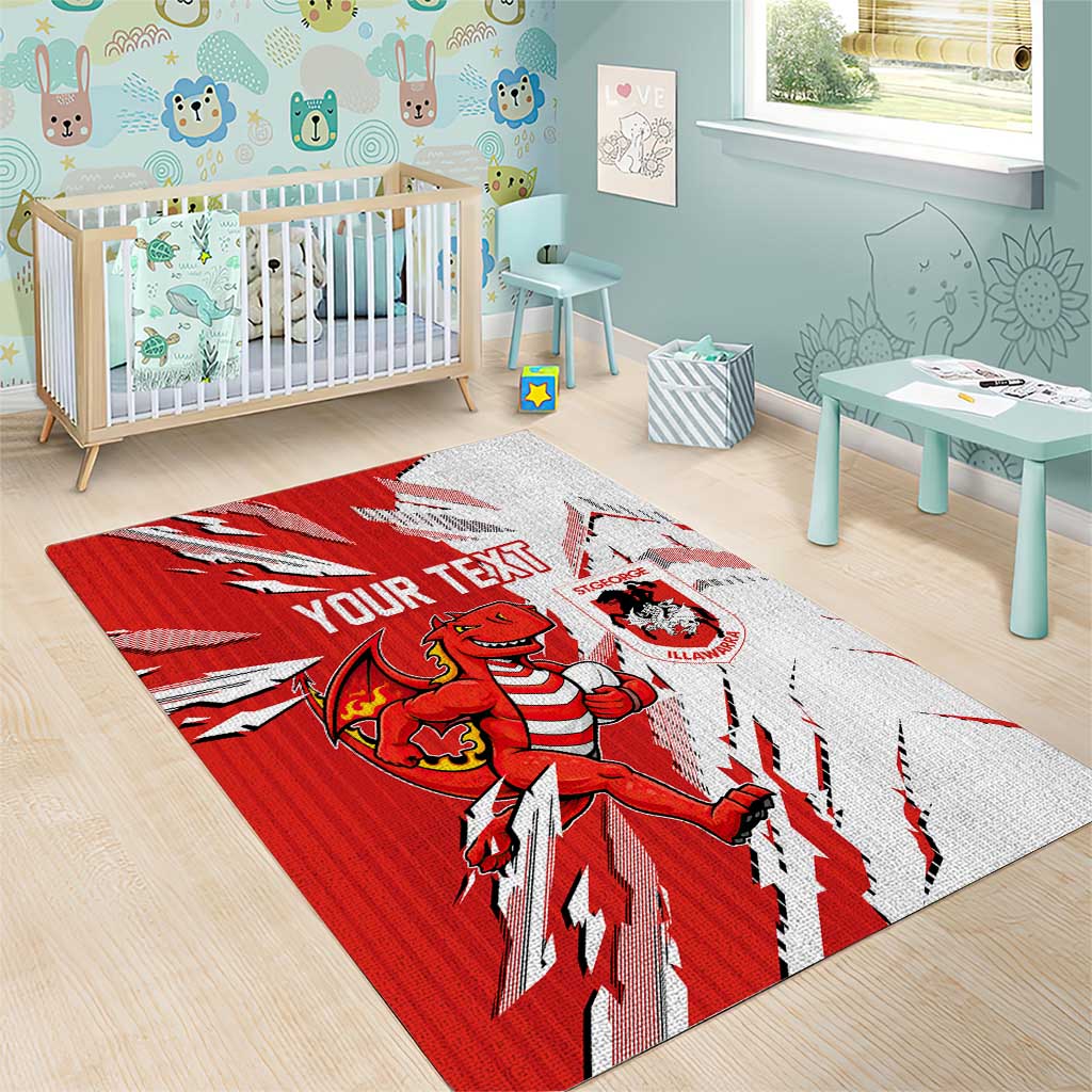 Personalized St. George Illawarra Dragons Area Rug Dynamic Lightning Mascot Rugby Australia