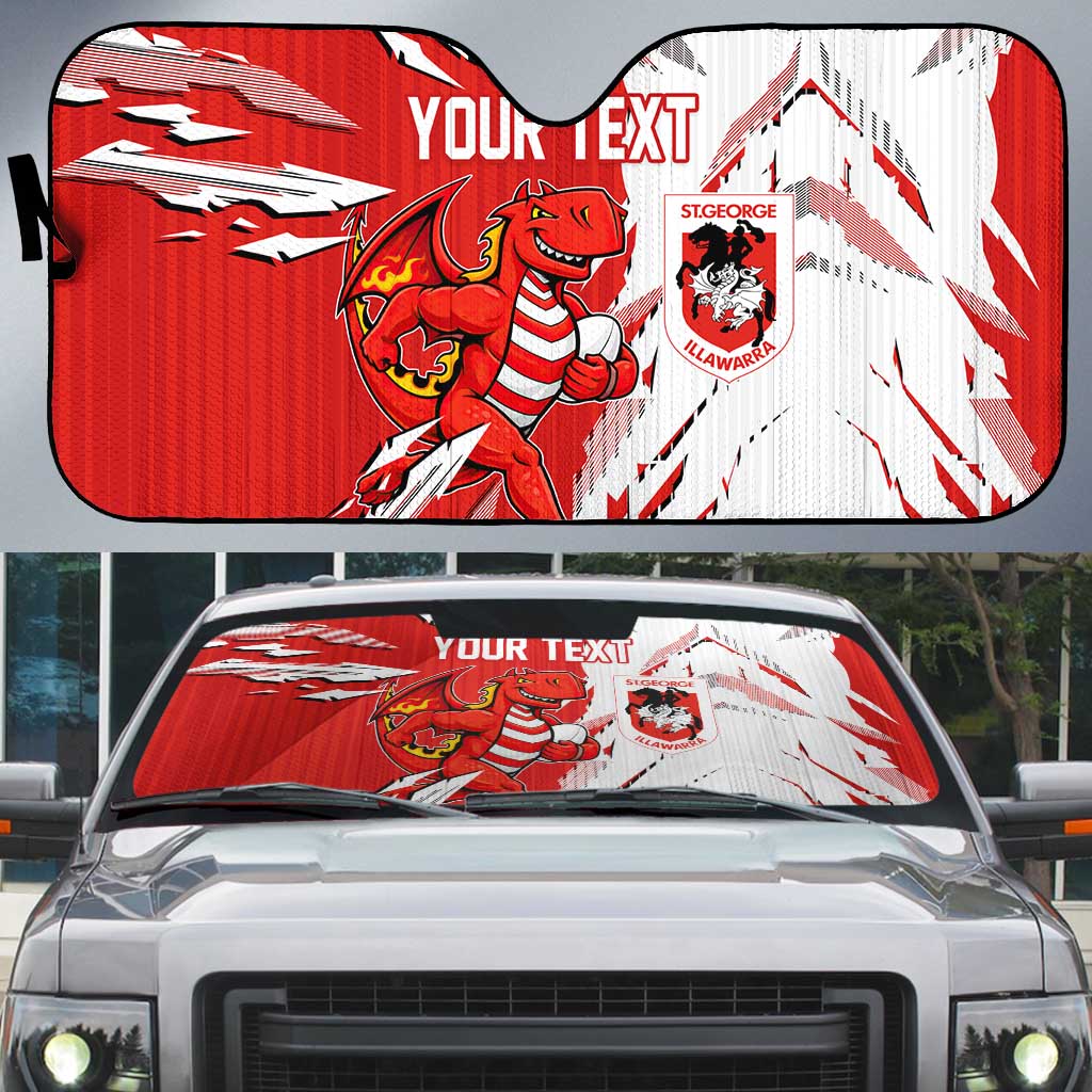 Personalized St. George Illawarra Dragons Auto Sun Shade Dynamic Lightning Mascot Rugby Australia