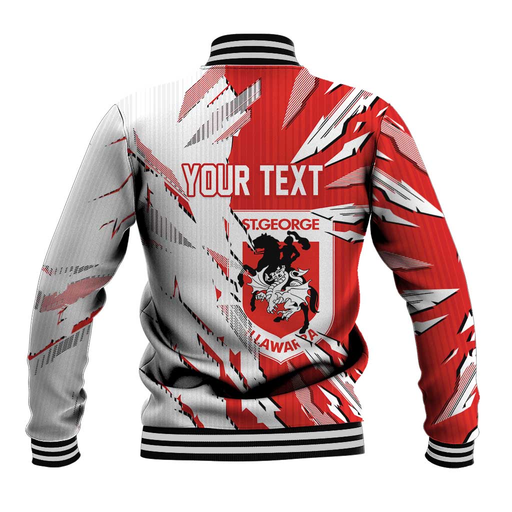Personalized St. George Illawarra Dragons Baseball Jacket Dynamic Lightning Mascot Rugby Australia