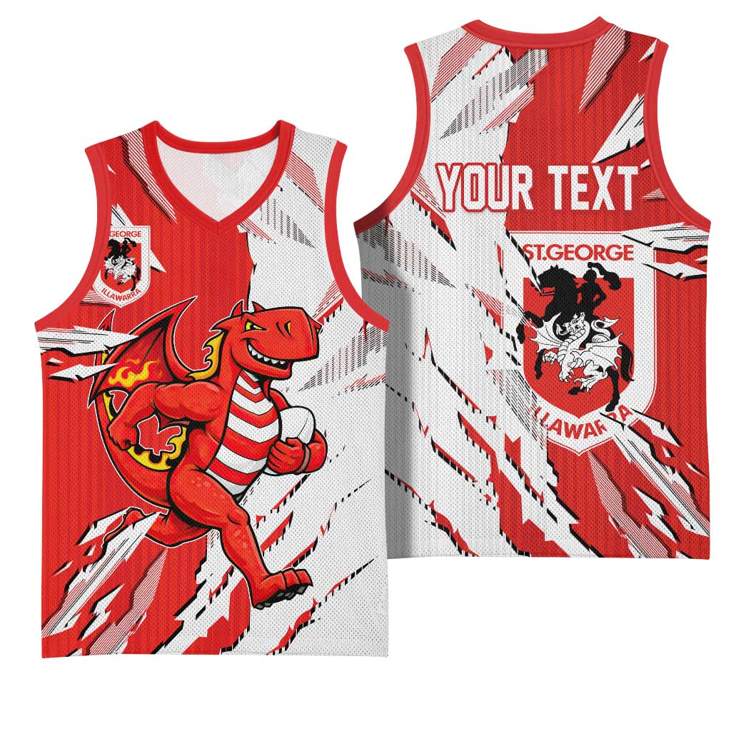 Personalized St. George Illawarra Dragons Basketball Jersey Dynamic Lightning Mascot Rugby Australia