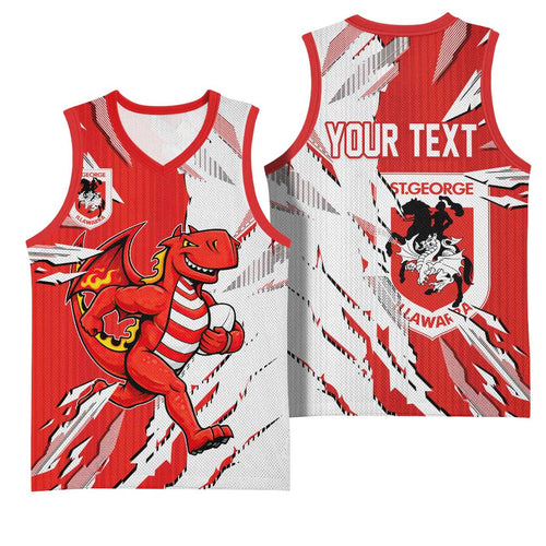 Personalized St. George Illawarra Dragons Basketball Jersey Dynamic Lightning Mascot Rugby Australia